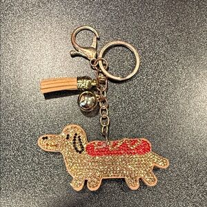 Glitter dachshund Hot Dog Keychain